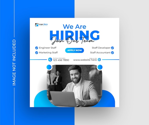 Estamos contratando vagas de emprego para postagens em redes sociais ou modelos de banners quadrados.