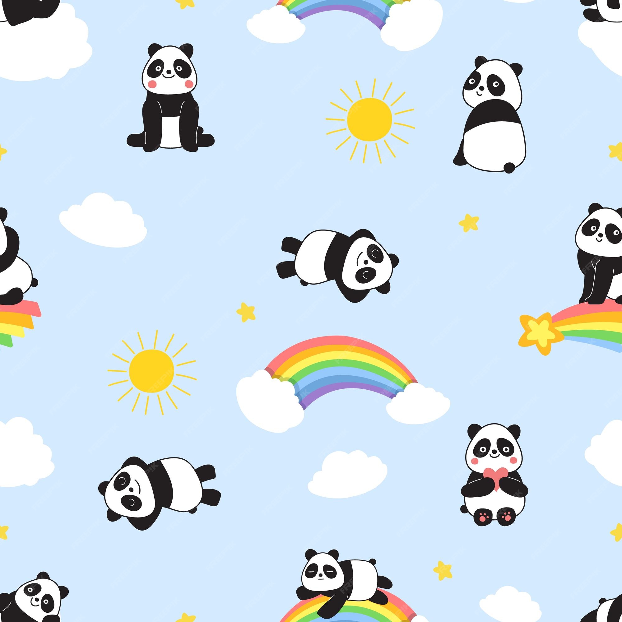 Padrão infantil perfeito com panda de desenho animado