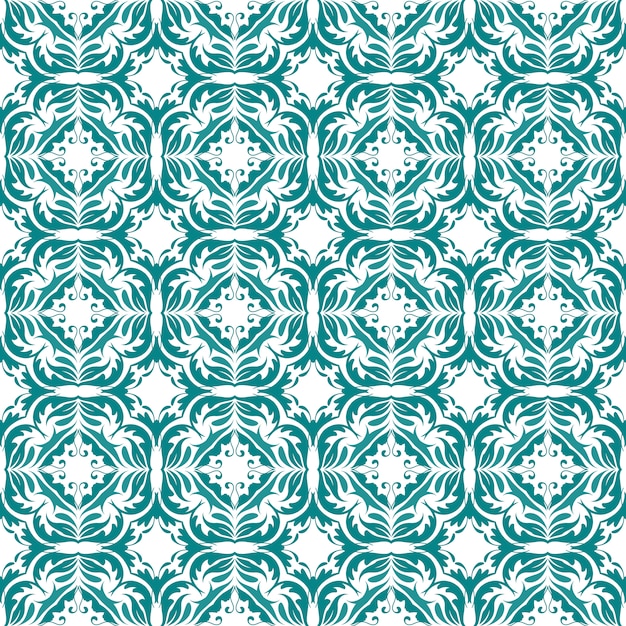 Vetor estampa floral. papel de parede barroco, damasco. seamless vector background. ornamento verde e branco