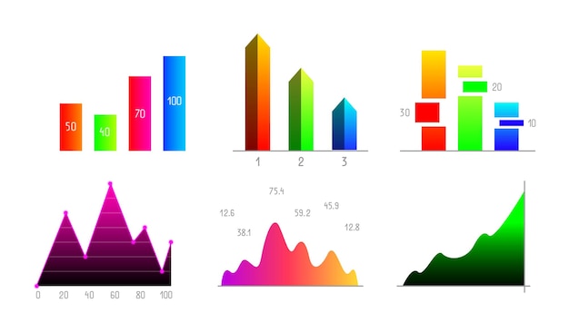 Vetor estatísticas de negócios em relatórios de gráfico de crescimento de gráficos de formulário em vetor de estilo de desenho animado infográfico