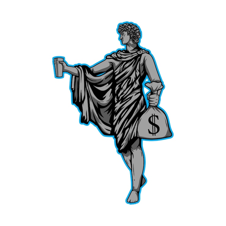 Vetor estátua de homem saco de dinheiro