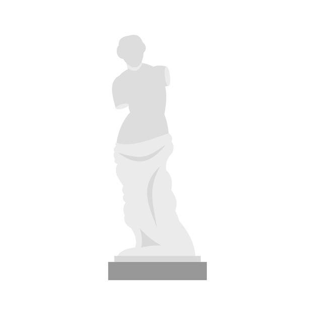 Estátua de ícone de vênus de milo em estilo plano em uma ilustração vetorial de fundo branco