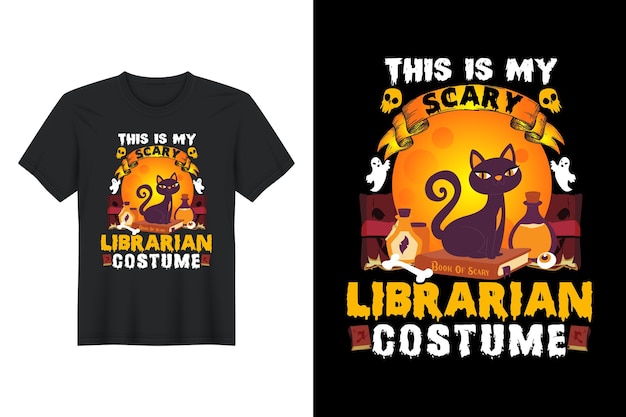 Vetor este é o meu traje de bibliotecário assustador, design de camiseta de halloween