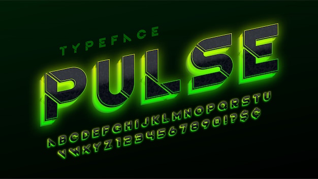 Estêncil alfabeto futurista de ficção científica, letras brilhantes extras