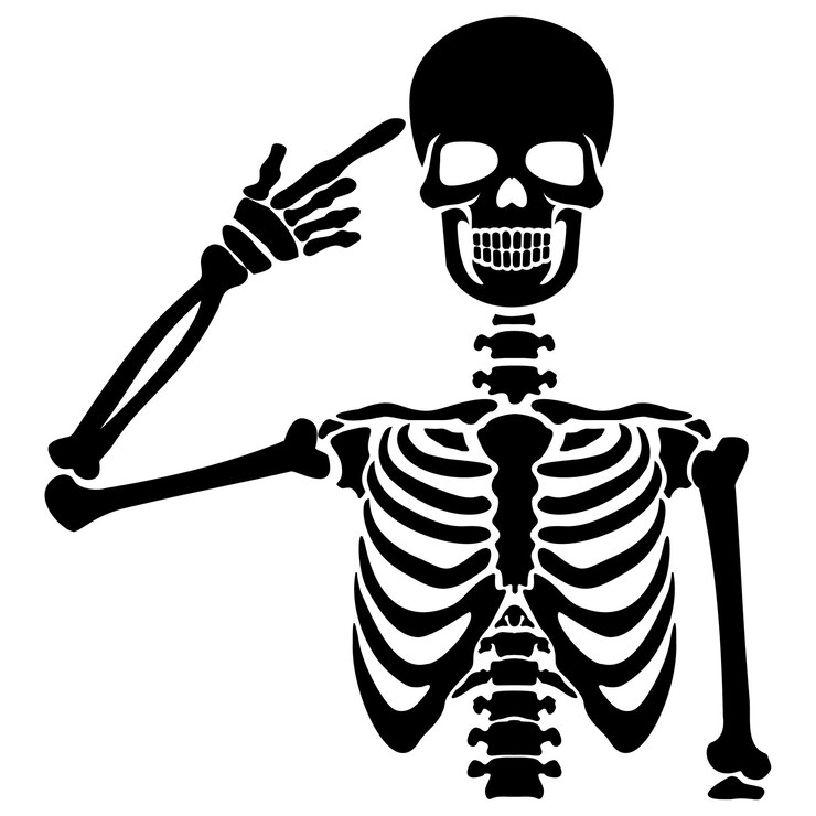Vetor estêncil de esqueleto de sinal de halloween plano
