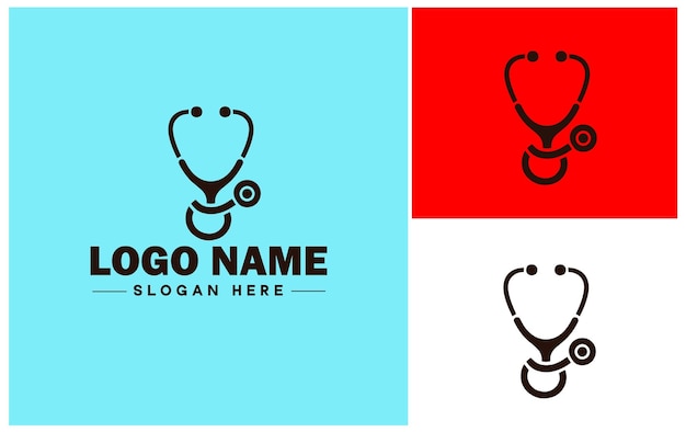 Vetor estetoscópio ícone logotipo cuidados de saúde fonendoscópio medicina médicos farmácia logotipo vetor