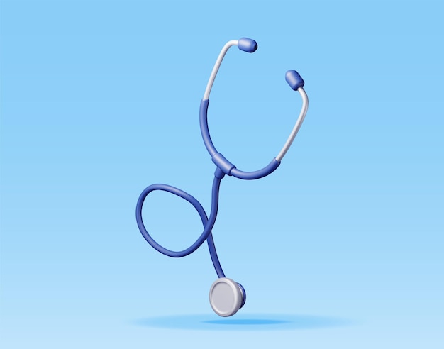 Estetoscópio médico 3D isolado em azul