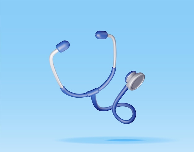 Estetoscópio médico 3D isolado em azul