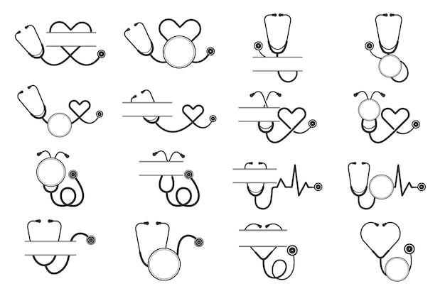 Estetoscópio monogram bundle ferramentas médicas monogram bundle estetoscópio ilustração doutor enfermeira