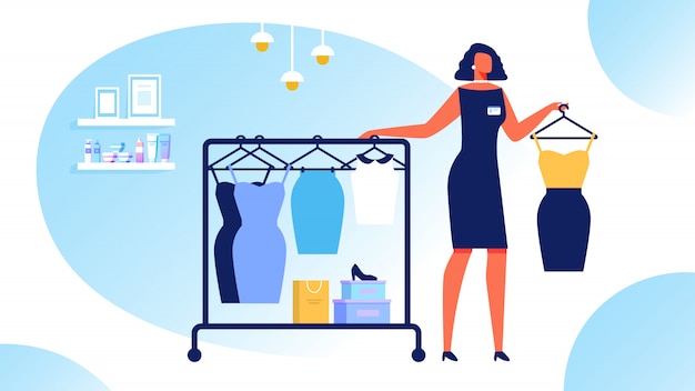 Estilista De Mulher Escolhe Roupas. Treinamento de estilo de beleza