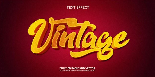 Estilo 3d de efeito de texto editável criativo vintage
