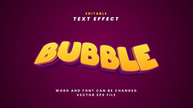 Estilo 3d do efeito de texto editável da bolha
