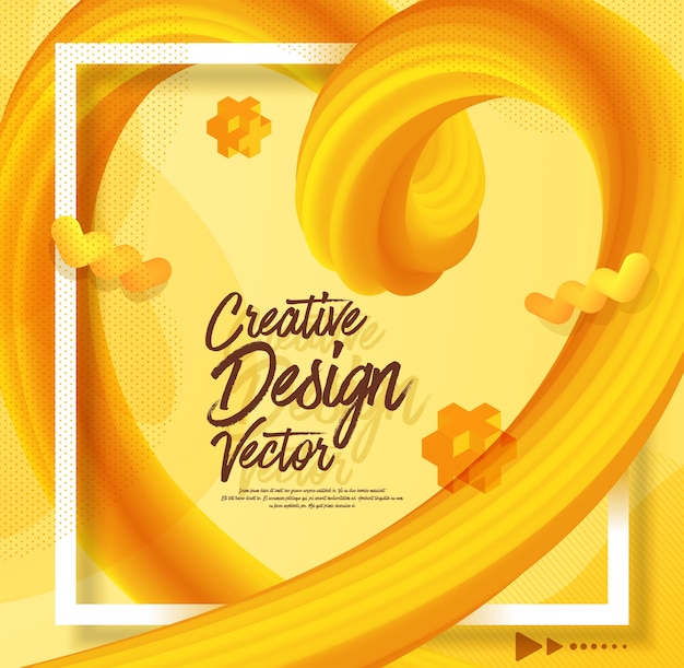 Estilo abstrato design de líquido amarelo cartaz 3d