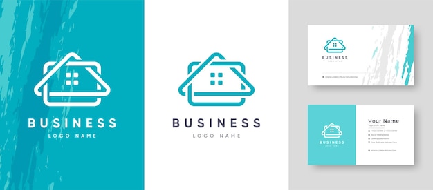 Estilo abstrato logotipo da come property company com design de cartão de visita modelo editável fresco ou limpo