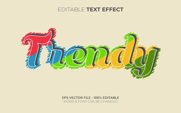 Estilo colorido do efeito de texto moderno. efeito de texto editável.