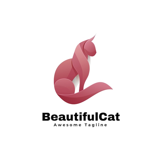 Estilo colorido gradiente bonito do logotipo do gato.