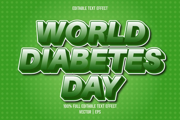 Estilo cômico com efeito de texto editável do dia mundial da diabetes