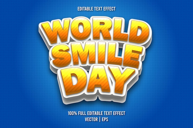 Estilo cômico com efeito de texto editável do Dia Mundial do Sorriso
