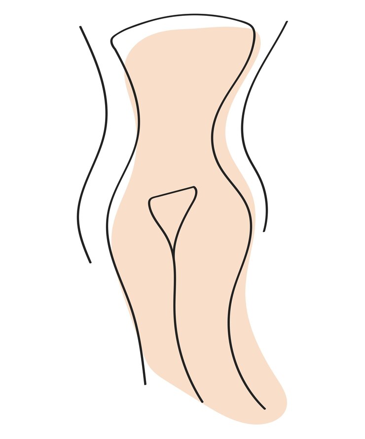 Vetor estilo de arte da linha da cintura feminina com manchas de cor conceito de perda de peso silhueta de figura feminina ilustração vetorial