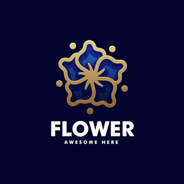 Estilo de arte de linha de flor de ilustração de logotipo vetorial