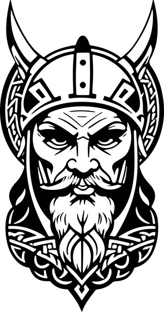 Vetor estilo de arte de linha incrível modelo gráfico vetorial de cabeça viking adequado para design de logotipo e design de tatuagem