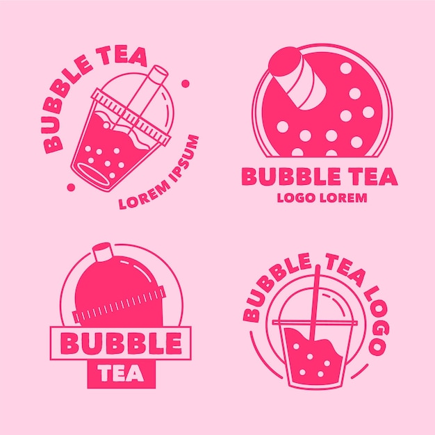 Estilo de coleção do logotipo do bubble tea