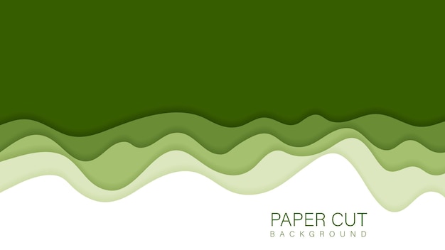 Estilo de corte de papel de fundo abstrato onda verde