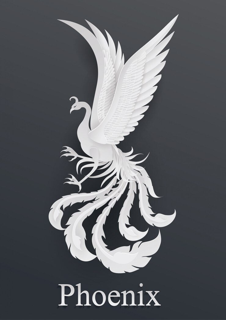 Estilo de corte de papel Phoenix em fundo preto
