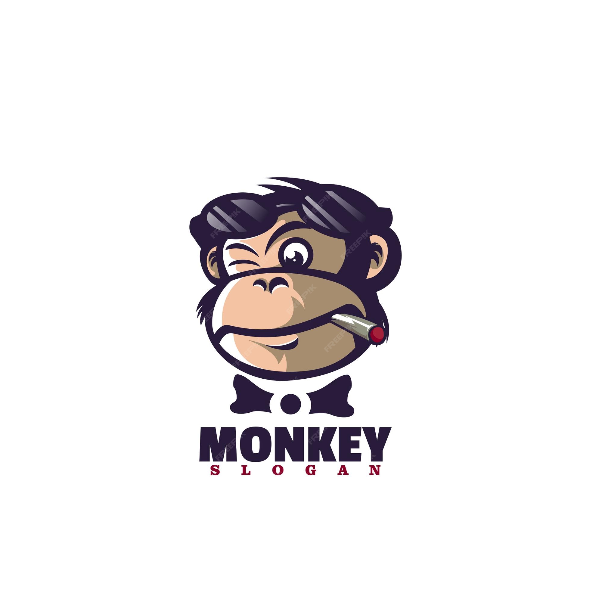 Estilo do logotipo de desenho animado do macaco mascote