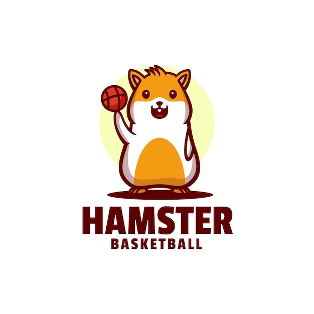 Estilo de desenho animado da mascote de basquete logo hamster