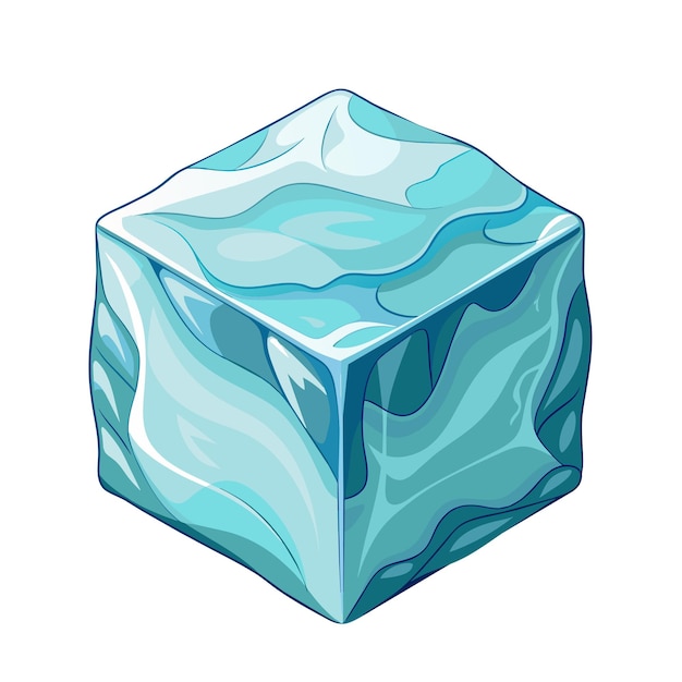 Vetor estilo de desenho animado de cubo de gelo em fundo branco