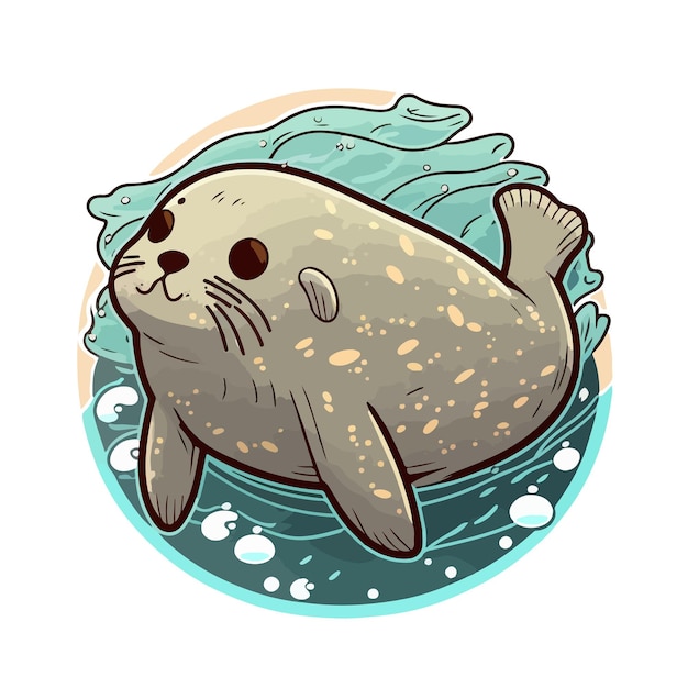 Estilo de desenho animado de foca fofa