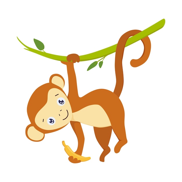 Desenho De Macaco Infantil. Macaco Dos Desenhos Animados, Selvagem E Alegre  Mão Desenhada Ilustração Vetorial. Royalty Free SVG, Cliparts, Vetores, e  Ilustrações Stock. Image 50487124