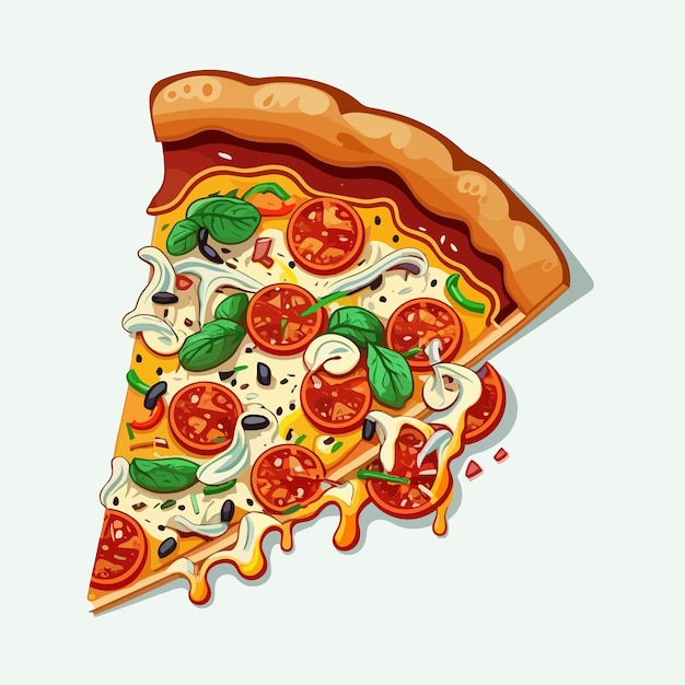 Estilo de desenho animado de pizzas fofas de vetor