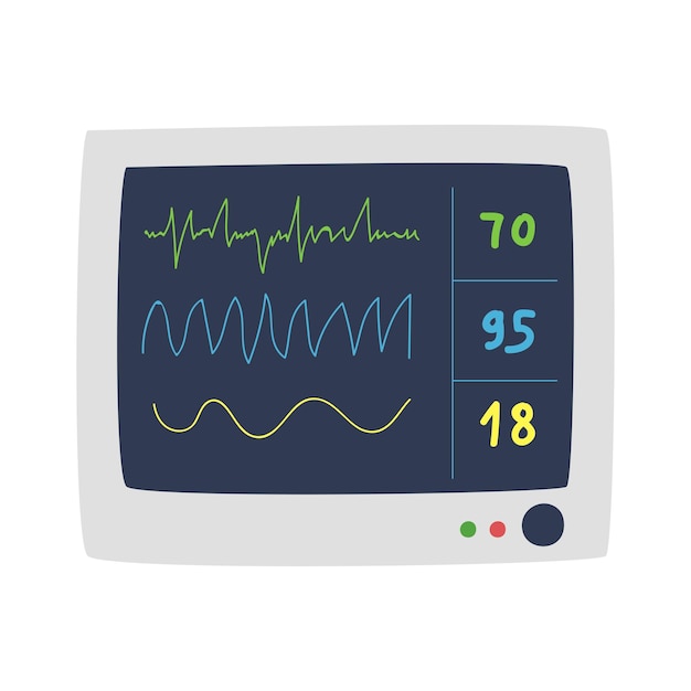 Vetor estilo de desenho animado de pulsação do paciente equipamento de monitoramento de saúde ilustração vetorial plana