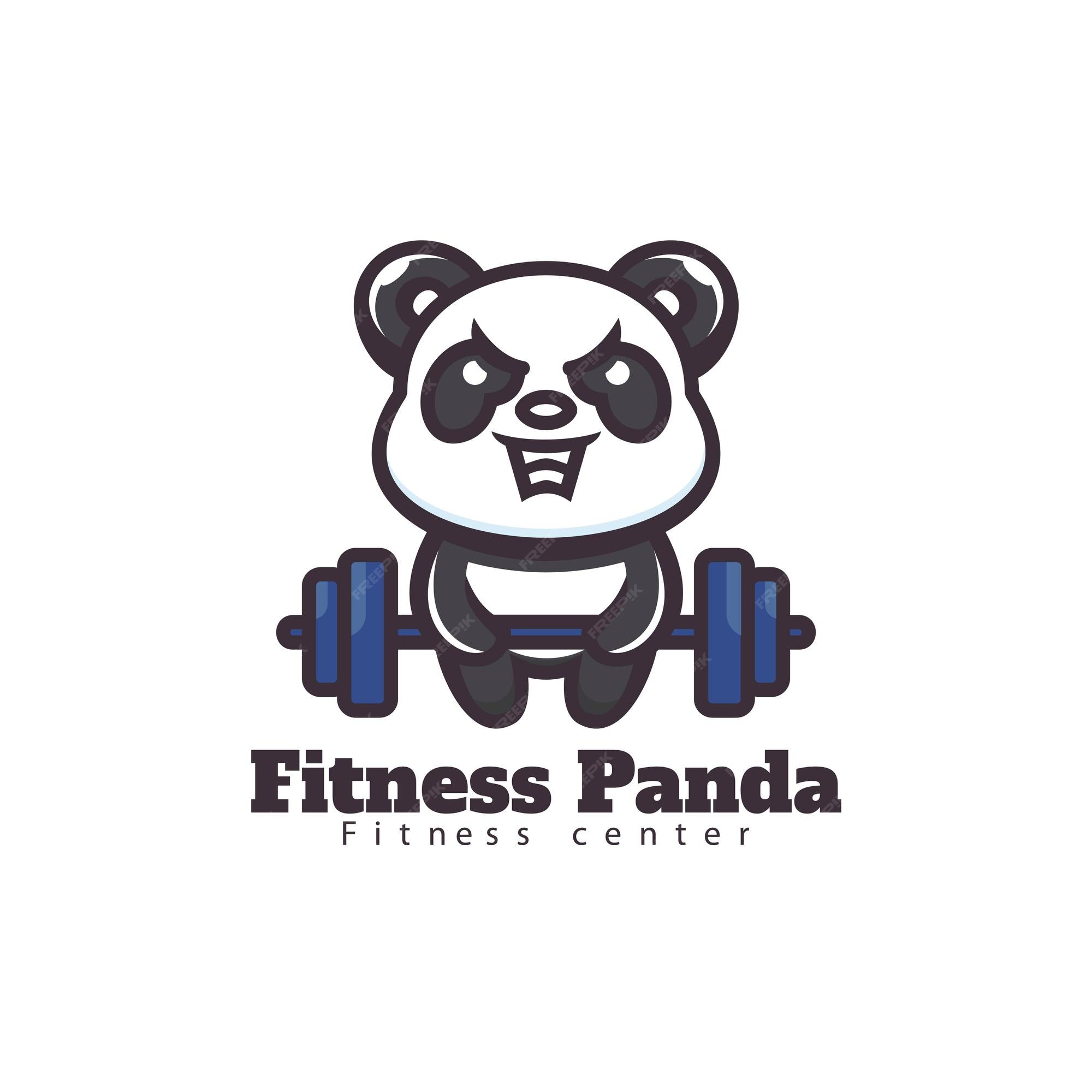 Estilo do logotipo de desenho animado do Panda Push Up