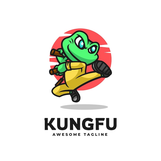 Estilo de desenho animado do logotipo kungfu frog mascote