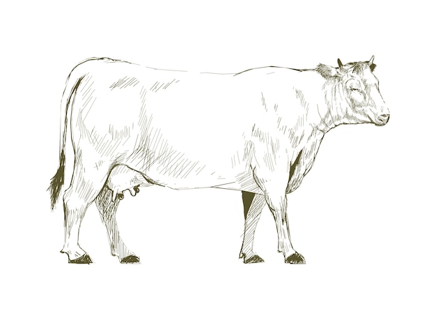 Vetor estilo de desenho de ilustração de vaca