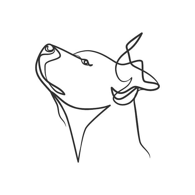 Estilo de desenho de linha contínua de cabeça de cachorro cabeça de cachorro desenho minimalista de uma linha