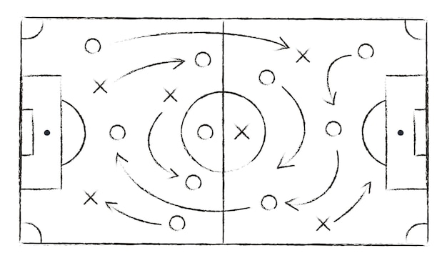 Estilo de desenho de mão de campo de estratégia de futebol