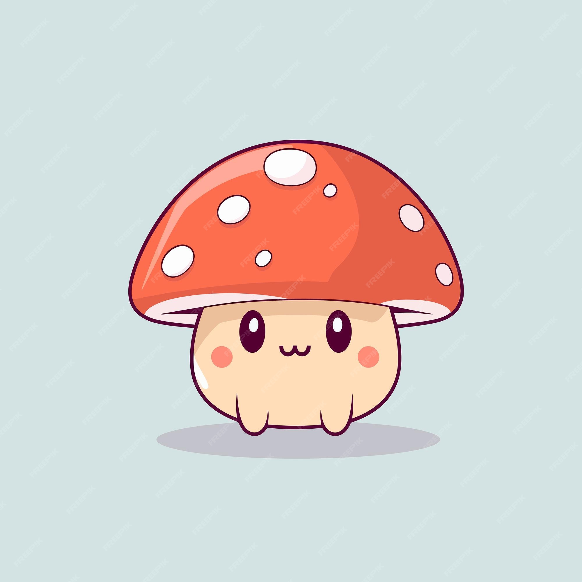 ilustração de ícone dos desenhos animados de cogumelos kawaii fofos.  conceito de ícone plano vegetal de comida isolado no fundo branco.  personagem champignon, mascote no estilo doodle. 16763632 Vetor no Vecteezy