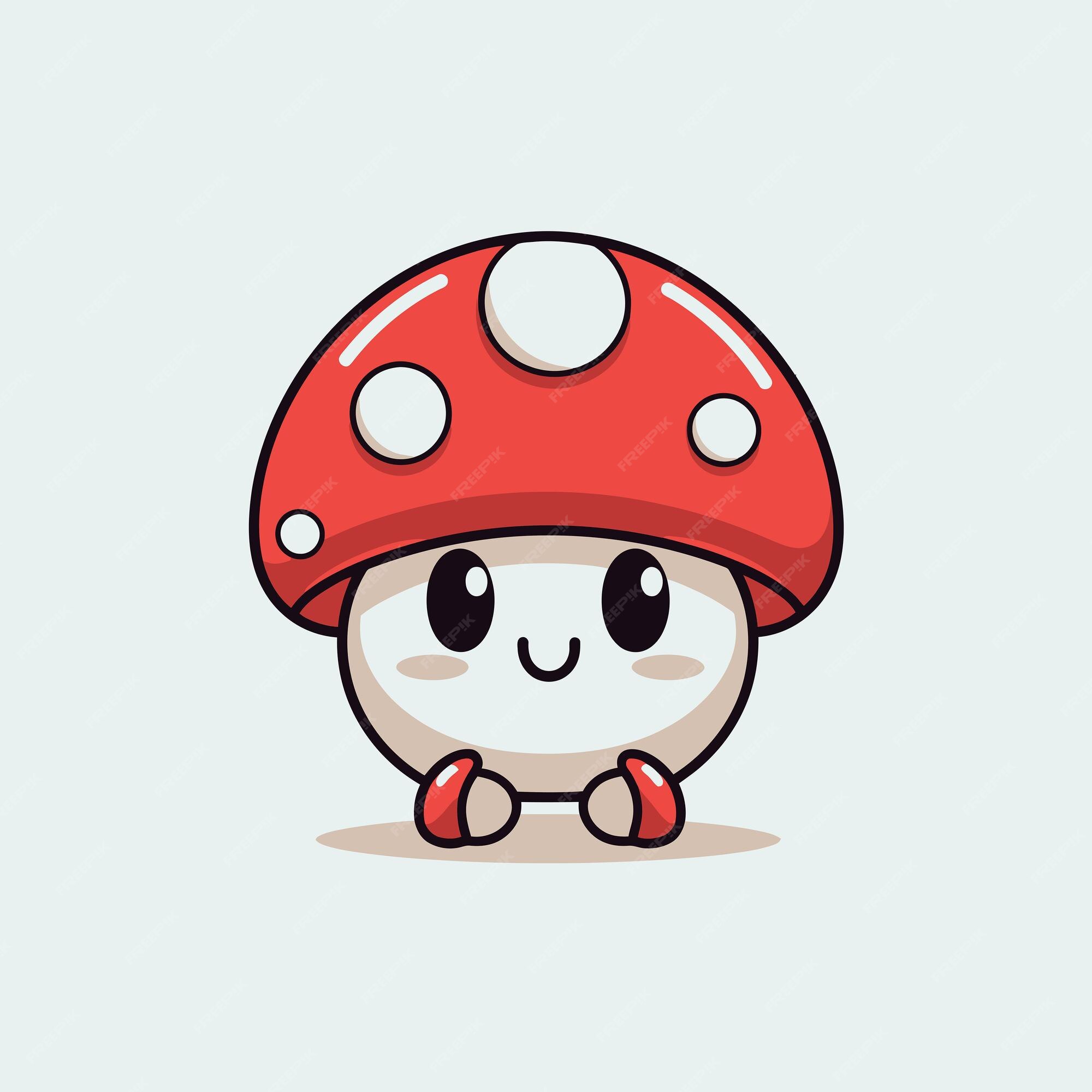 ilustração de ícone dos desenhos animados de cogumelos kawaii fofos.  conceito de ícone plano vegetal de comida isolado no fundo branco.  personagem champignon, mascote no estilo doodle. 16763632 Vetor no Vecteezy