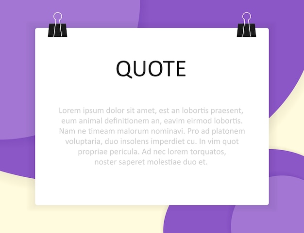 Estilo de design de material e retângulo de citação com informações de texto de exemplo