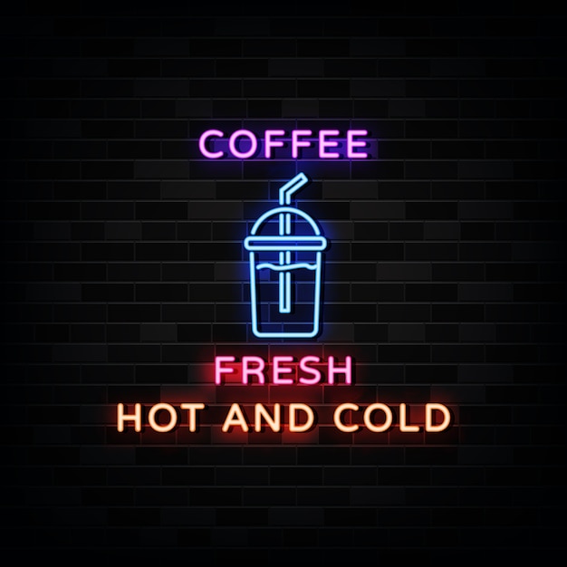 Estilo de design de néon do logotipo da xícara de café