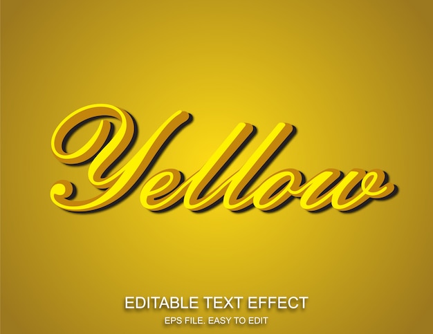 Estilo de efeito de texto 3d amarelo