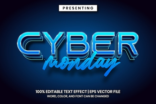 Vetor estilo de efeito de texto cyber monday