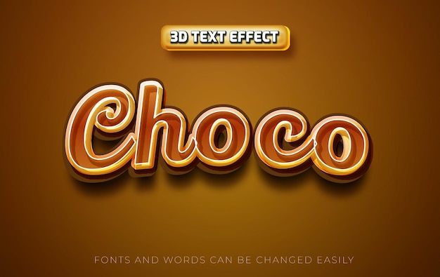 Estilo de efeito de texto editável 3d de chocolate