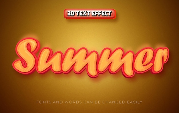 Estilo de efeito de texto editável 3d de verão
