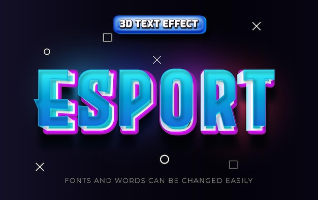 Estilo de efeito de texto editável 3d futurista azul esports