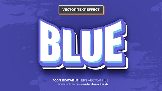 Vetor estilo de efeito de texto editável 3d gradiente azul vetorial